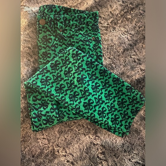 J. Crew Toothpick Bow Print Kelly Green Cords Rare - Picture 3 of 3